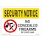 Signmission OSHA Security Sign, 7" Height, 10" Width, No Concealed Weapons By State Law, Landscape OS-SN-D-710-L-11595 - alternate 1